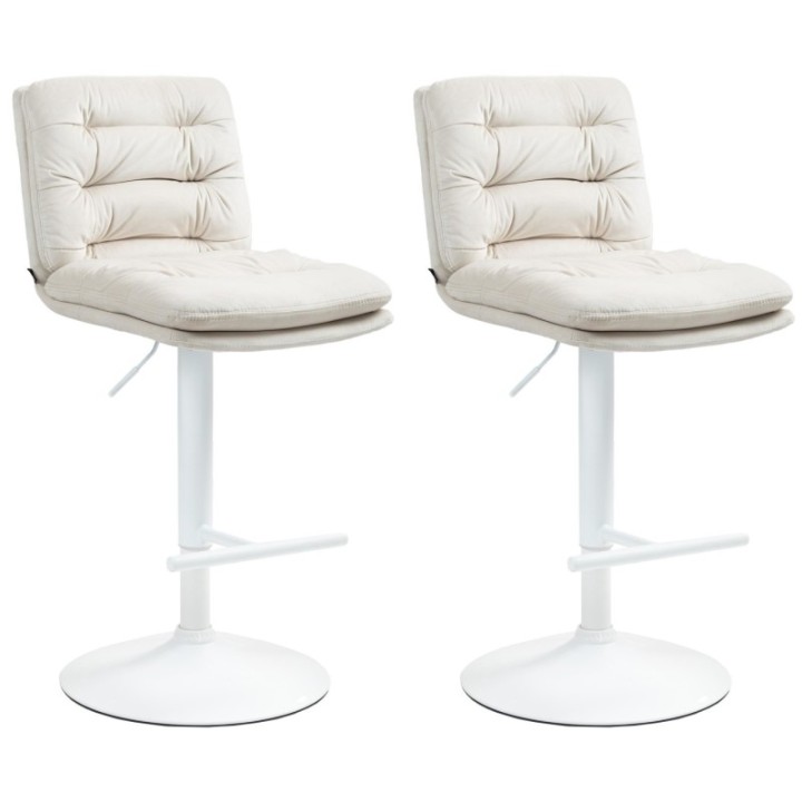 2er Set Barhocker Damar Samt weiß