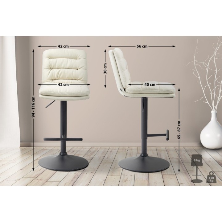 2er Set Barhocker Damar Stoff schwarz 