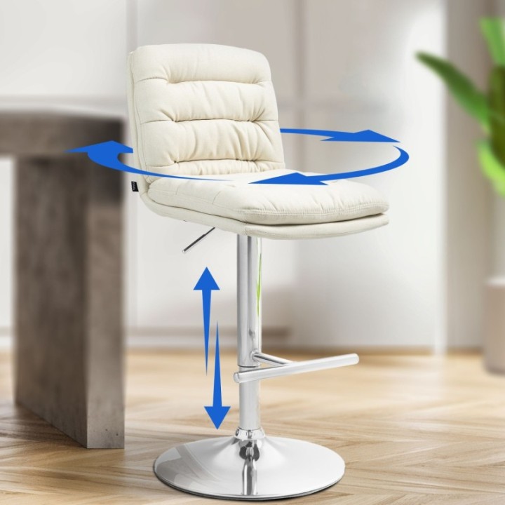 2er Set Barhocker Damar Stoff chrom