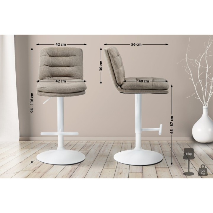 2er Set Barhocker Damar Stoff weiß 