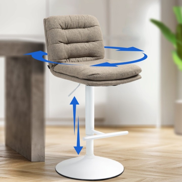 2er Set Barhocker Damar Stoff weiß 