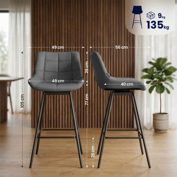 4er Set Barhocker Weston Schwenkbar Kunstleder