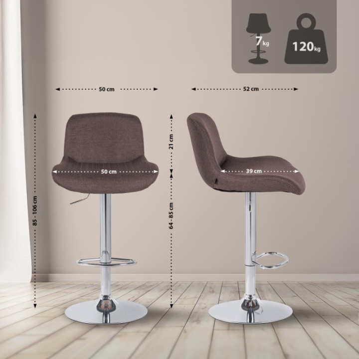 Barhocker Solon Chrom Stoff