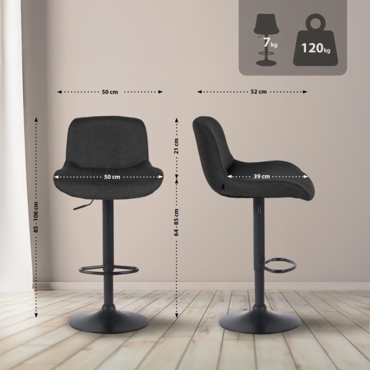 Barhocker Solon Schwarz Stoff