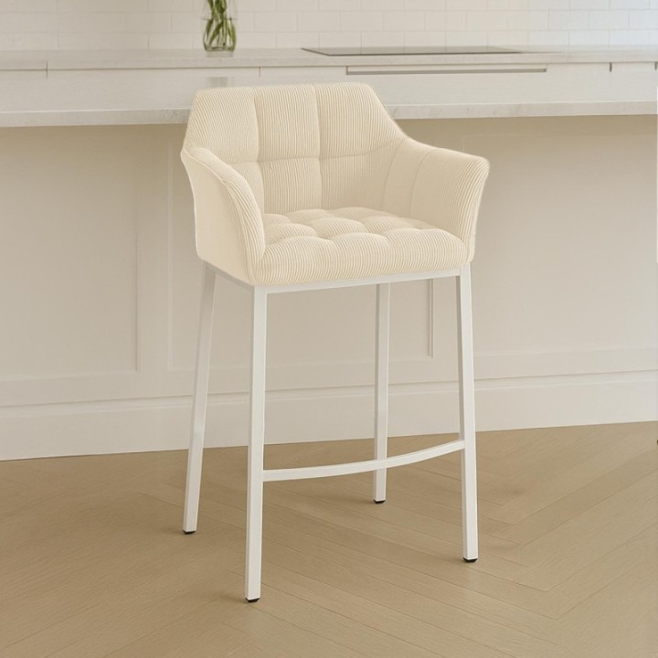 Barhocker Damaso W Cord mit 4-Fuß Gestell