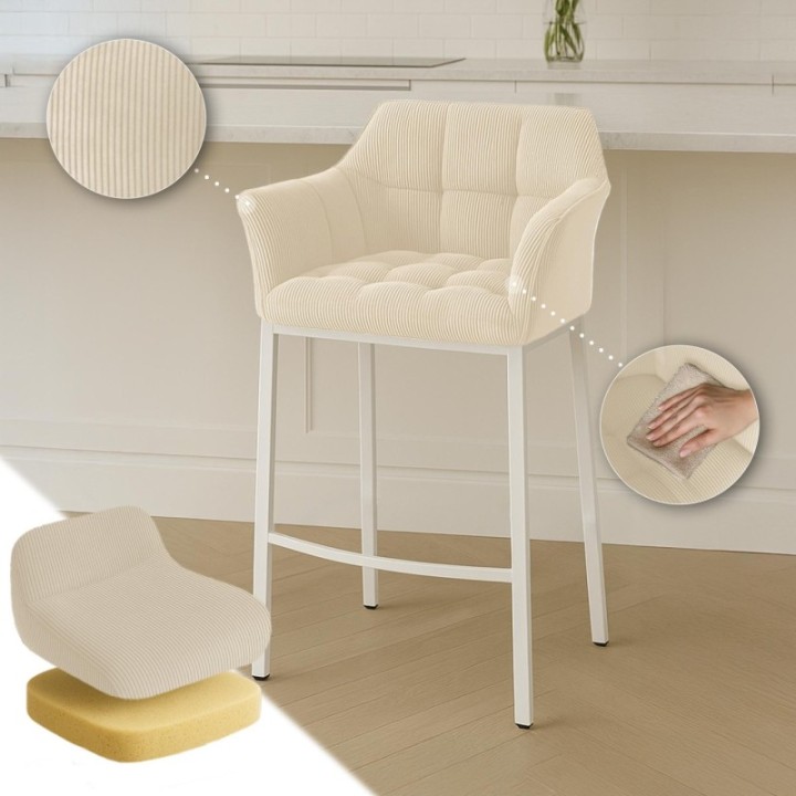 Barhocker Damaso W Cord mit 4-Fuß Gestell