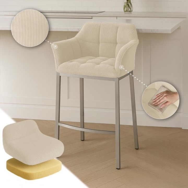 Barhocker Damaso E Cord mit 4-Fuß Gestell