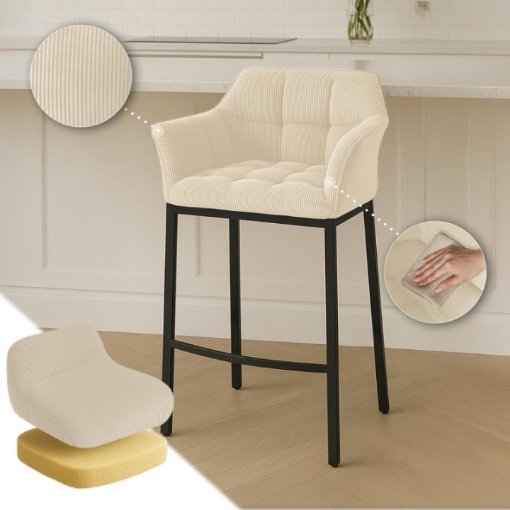 Barhocker Damaso B Cord mit 4-Fuß Gestell