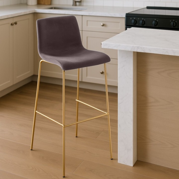 Barhocker Hoover Samt 4-Fuß Gold