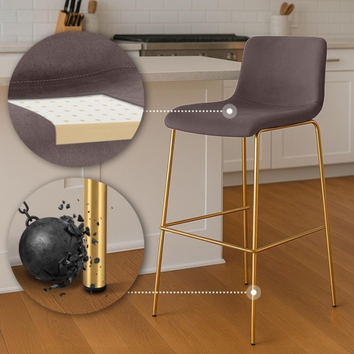 Barhocker Hoover Samt 4-Fuß Gold