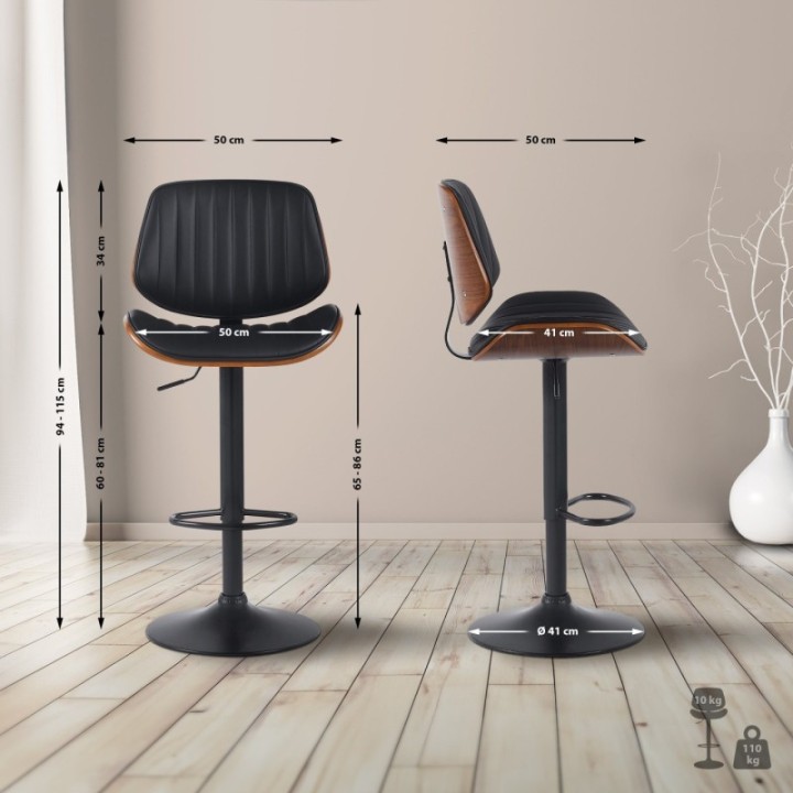 2er Set Barhocker Clawson Kunstleder schwarz