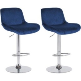 2er Set Barhocker Solon Chrom Samt 