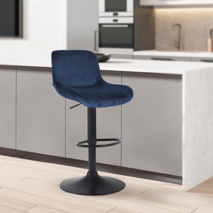 2er Set Barhocker Solon Schwarz Samt  
