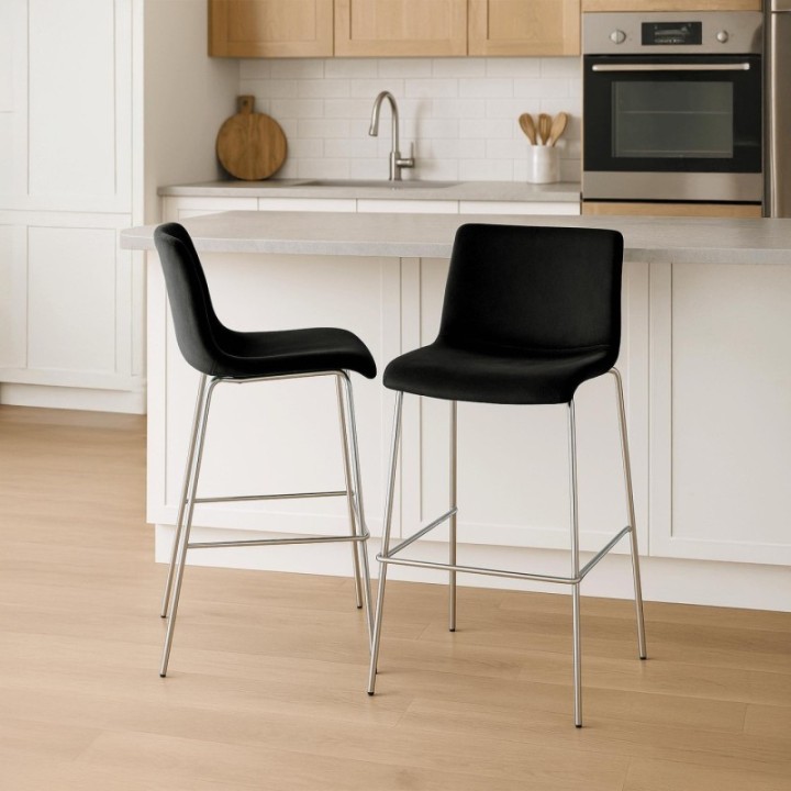 Barhocker Hoover Samt 4-Fuß Chrom