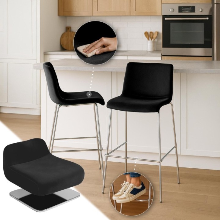 Barhocker Hoover Samt 4-Fuß Chrom