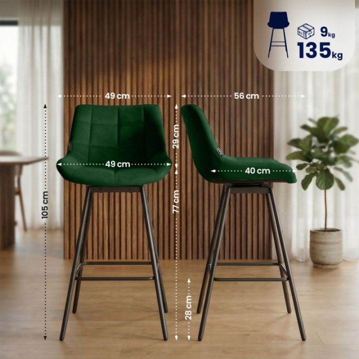 4er Set Barhocker Weston Schwenkbar Samt