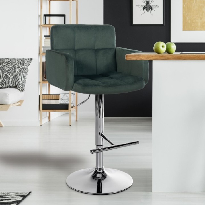 2er Set Barhocker Los Angeles Samt chrom