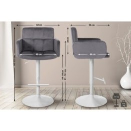 2er Set Barhocker Los Angeles Samt weiß