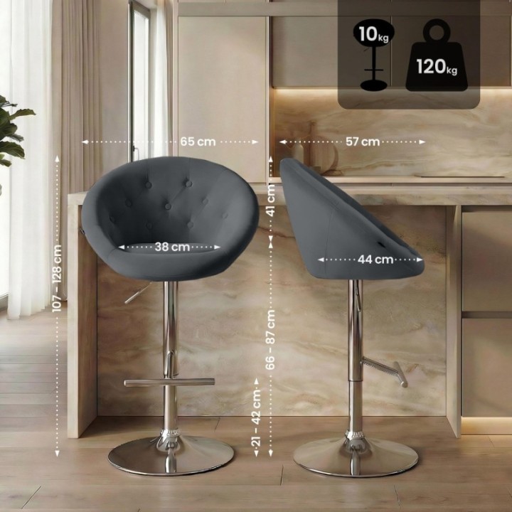 Barhocker London Samt chrom