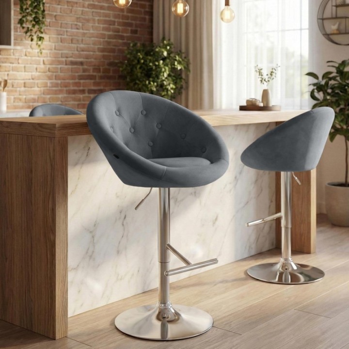 Barhocker London Samt chrom