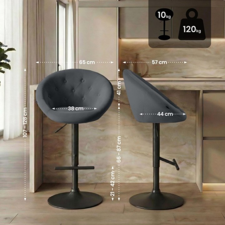 Barhocker London Samt schwarz