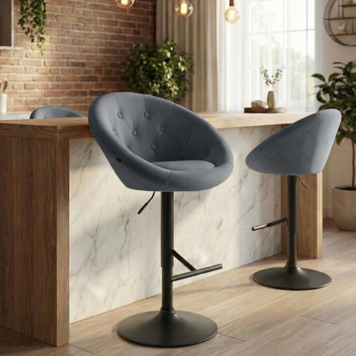 Barhocker London Samt schwarz