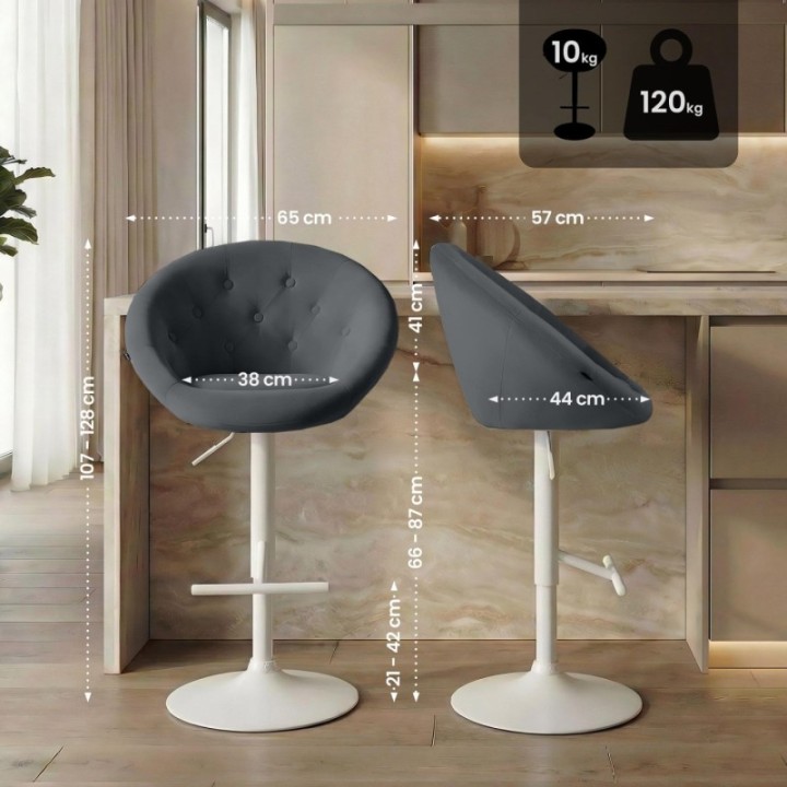 Barhocker London Samt weiß
