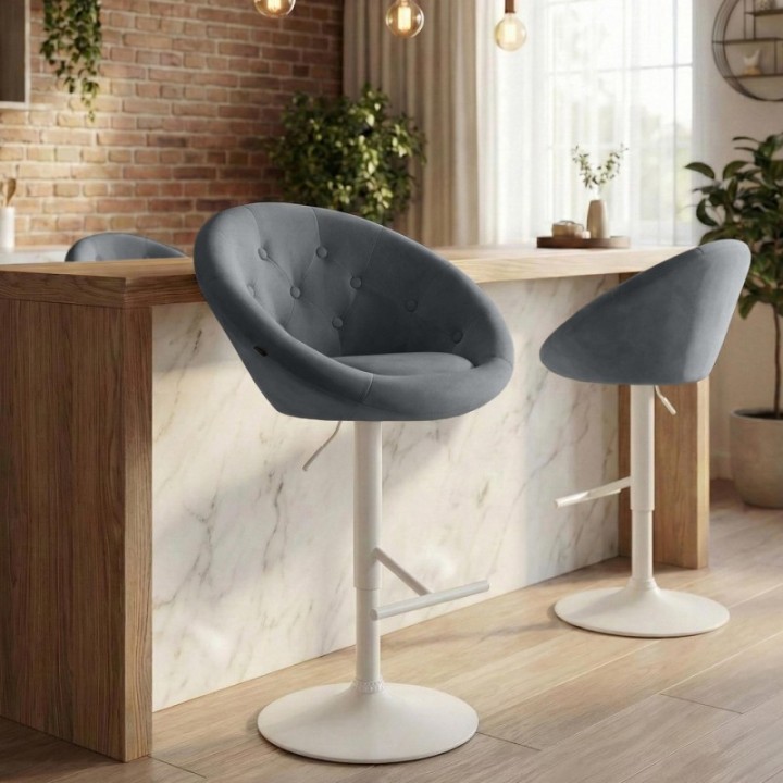 Barhocker London Samt weiß