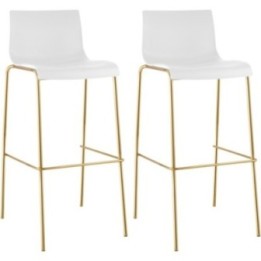 2er Set Barhocker Hoover Kunststoff 4-Fuß Gold