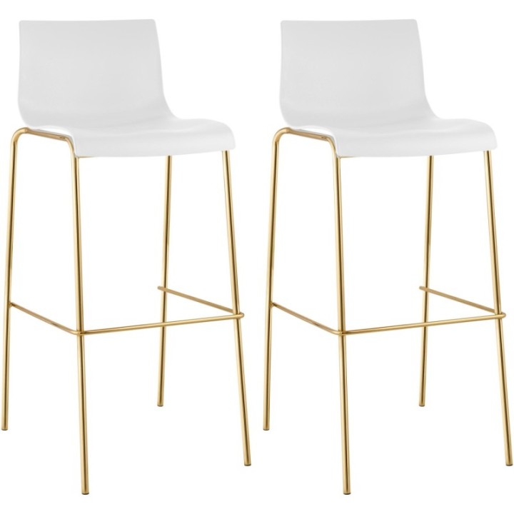 2er Set Barhocker Hoover Kunststoff 4-Fuß Gold