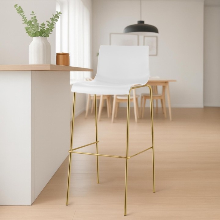 2er Set Barhocker Hoover Kunststoff 4-Fuß Gold