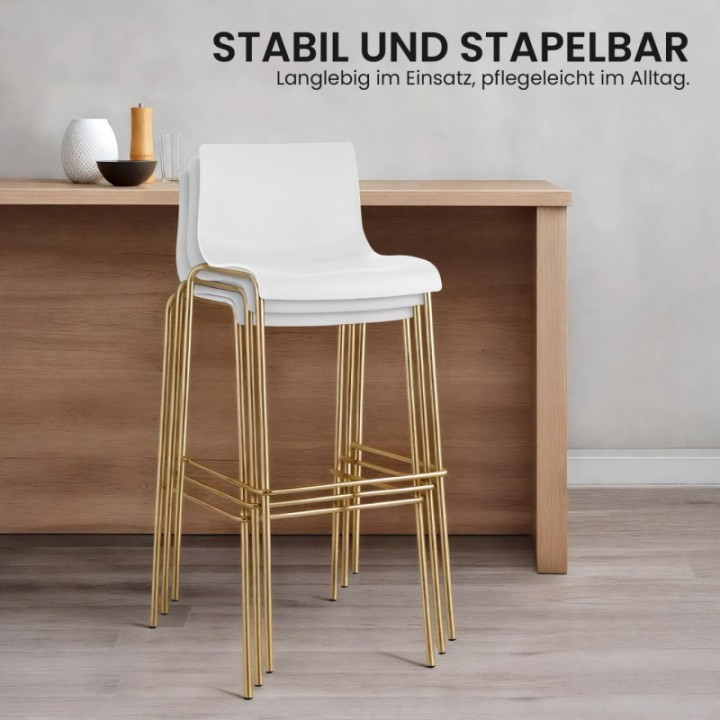 2er Set Barhocker Hoover Kunststoff 4-Fuß Gold