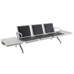 3er Wartebank Terminal Kunstleder mit Tische