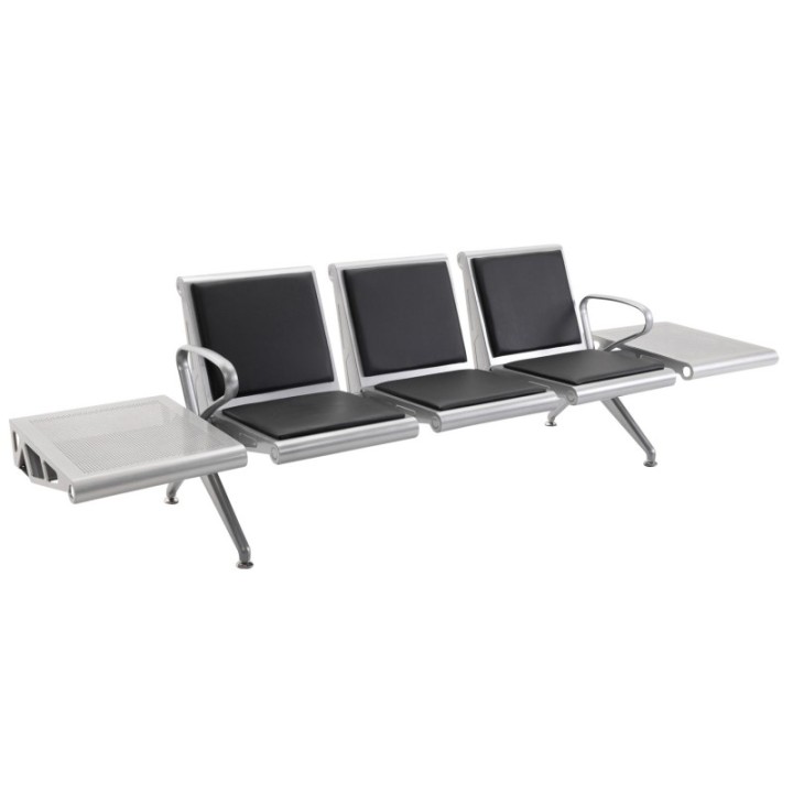 3er Wartebank Terminal Kunstleder mit Tische