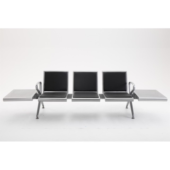 3er Wartebank Terminal Kunstleder mit Tische