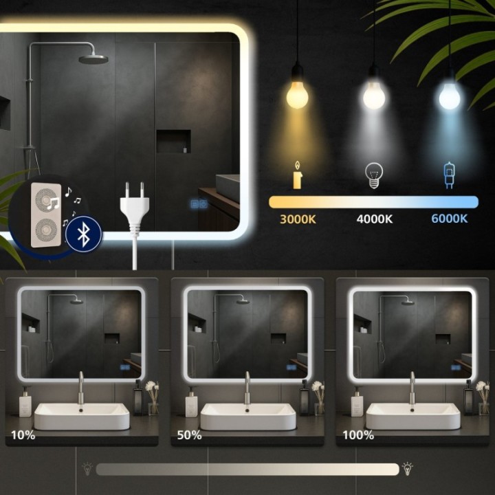 Badspiegel Jericho 60x80 mit Bluetooth