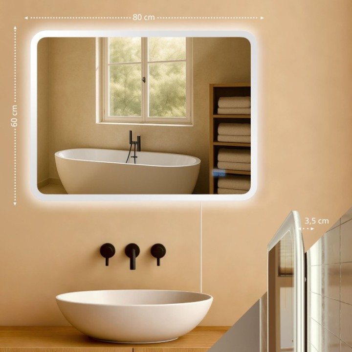 Badspiegel Jericho 60x80 ohne Bluetooth