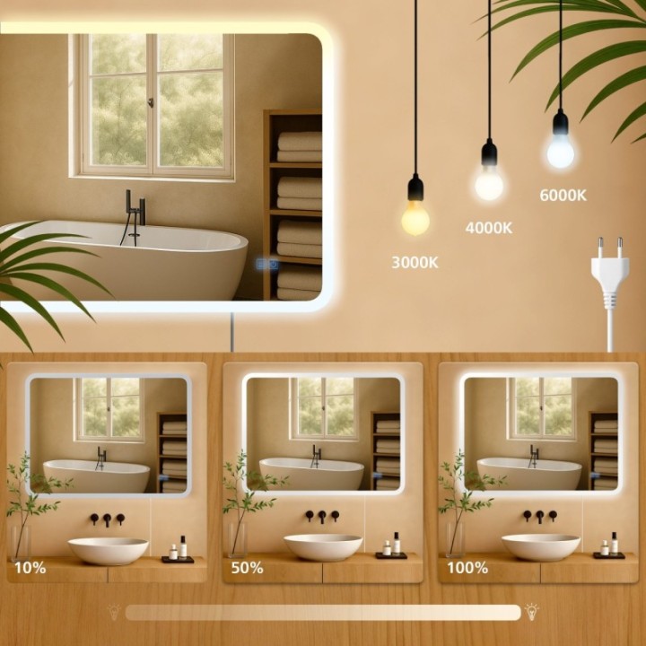 Badspiegel Jericho 60x80 ohne Bluetooth