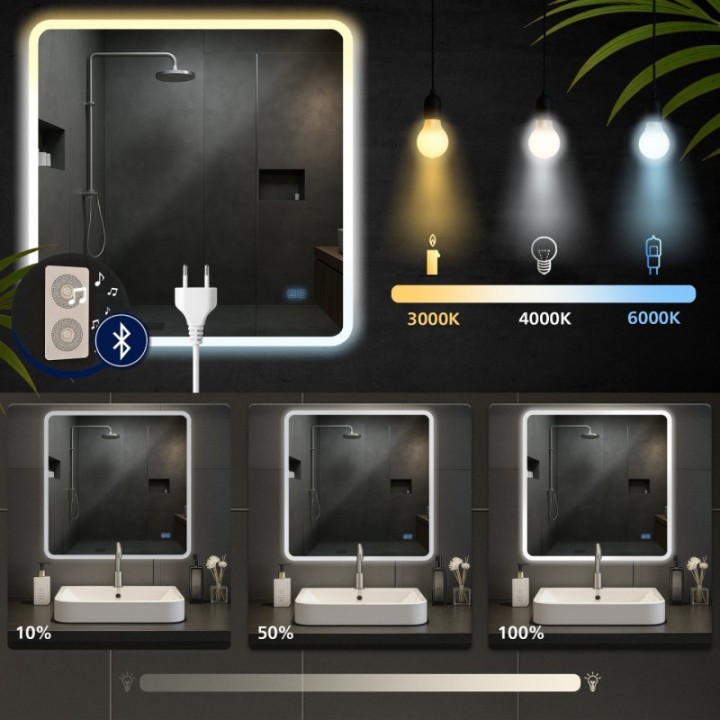 Badspiegel Jericho 80x80 mit Bluetooth