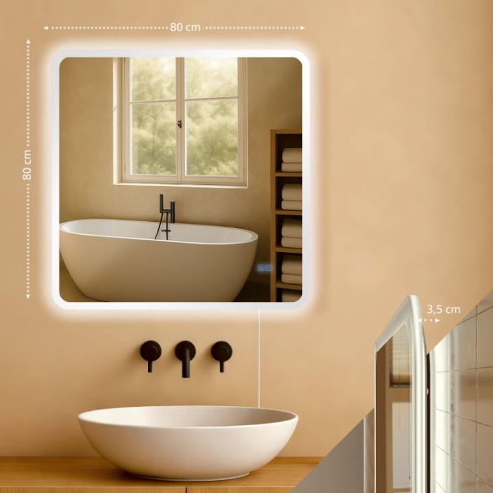 Badspiegel Jericho 80x80 ohne Bluetooth