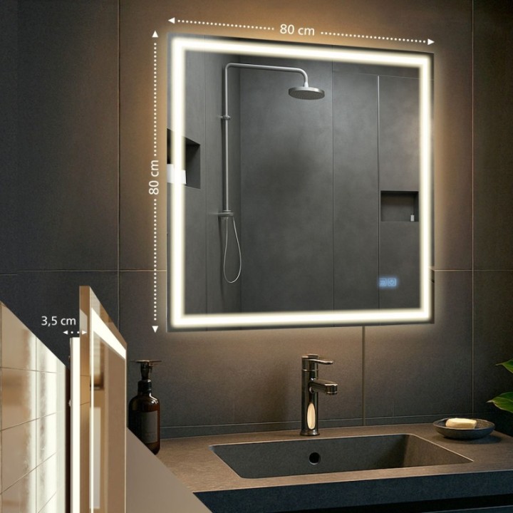 Badspiegel Jaffrey 80x80 mit Bluetooth
