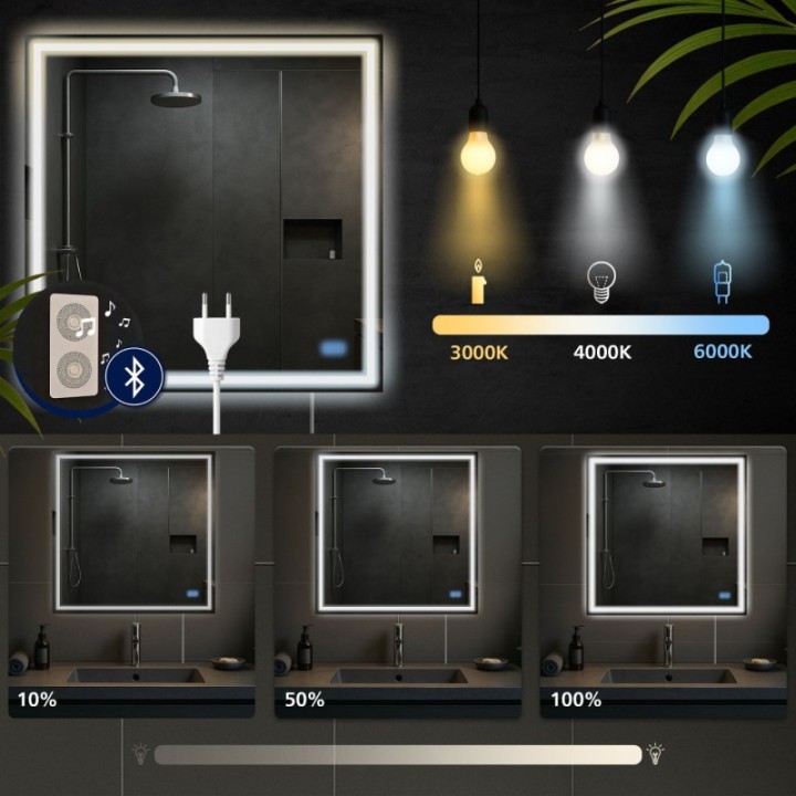 Badspiegel Jaffrey 80x80 mit Bluetooth