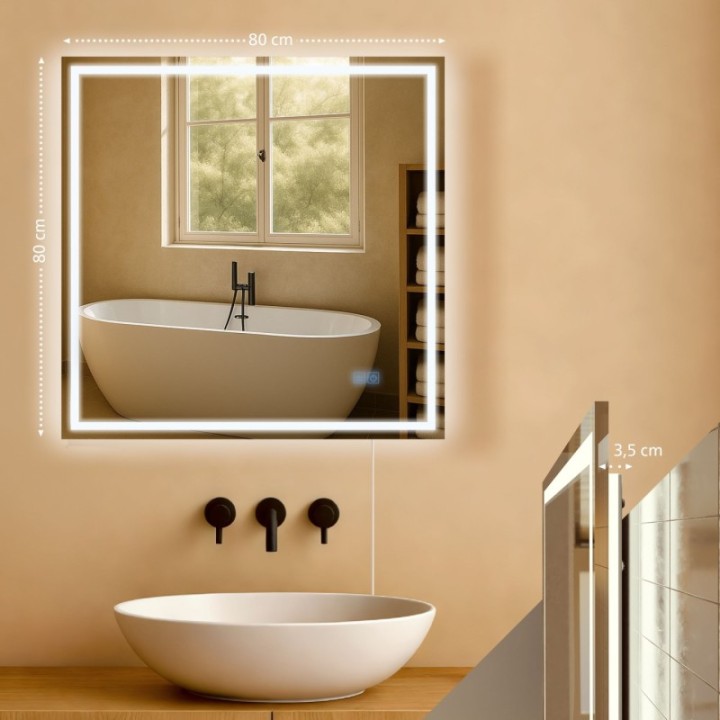 Badspiegel Jaffrey 80x80 ohne Bluetooth
