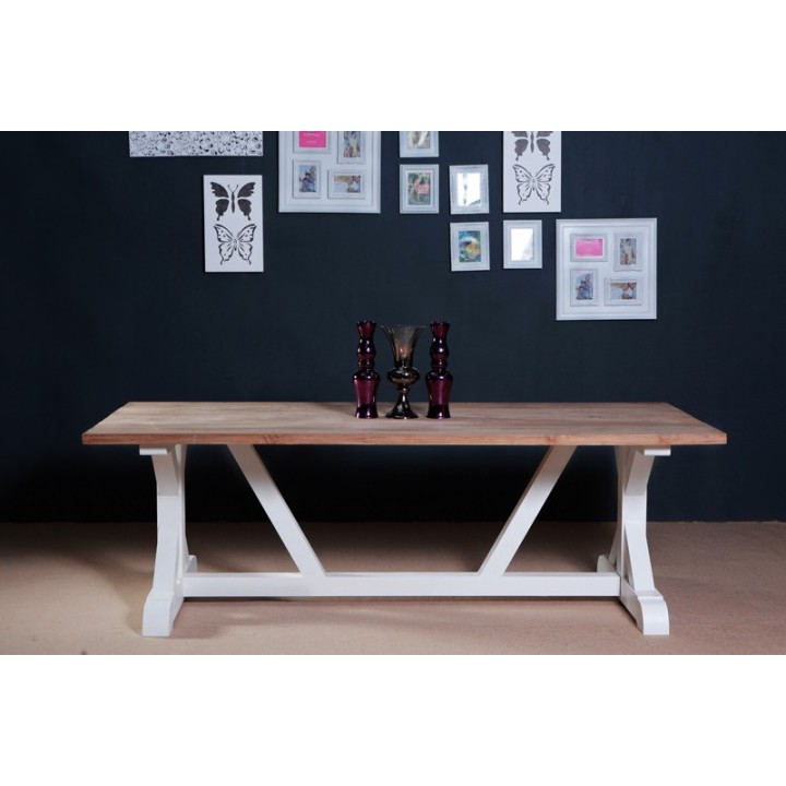 Tisch Geneva 180x100x78 indoor Teak/Mahagony-weiss