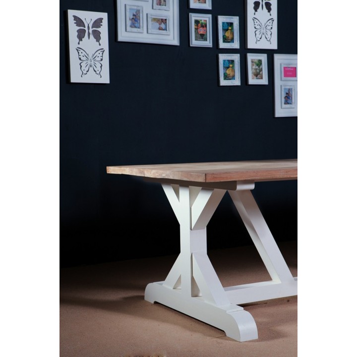 Tisch Geneva 180x100x78 indoor Teak/Mahagony-weiss