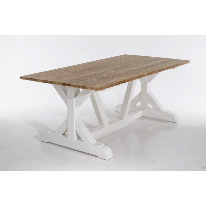 Tisch Geneva 200x100x78 indoor Teak/Mahagony-weiss