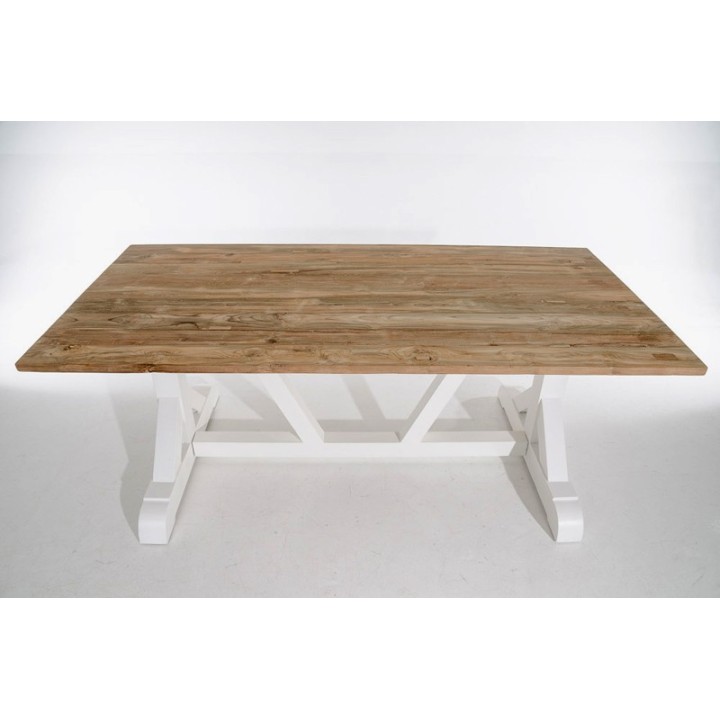 Tisch Geneva 200x100x78 indoor Teak/Mahagony-weiss