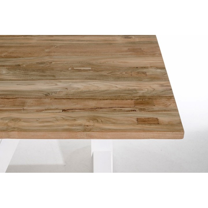 Tisch Geneva 200x100x78 indoor Teak/Mahagony-weiss