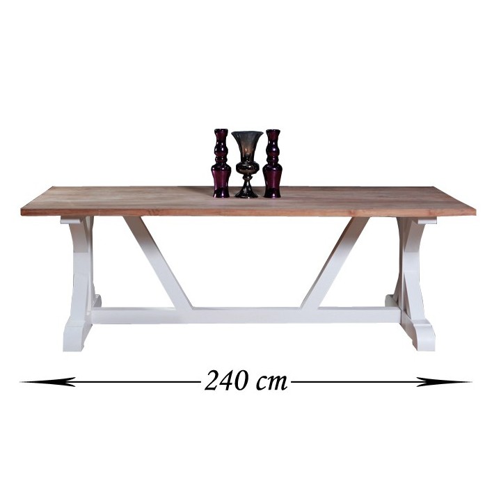 Tisch Geneva 240x100x78 indoor Teak/Mahagony-weiss