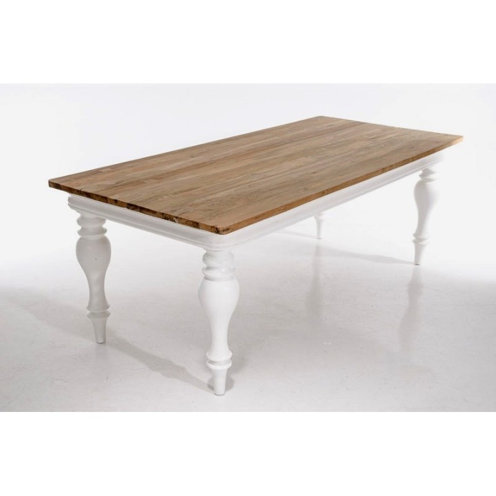 Tisch Belagio 220x100x78 indoor Teak/Mahagony-weiß